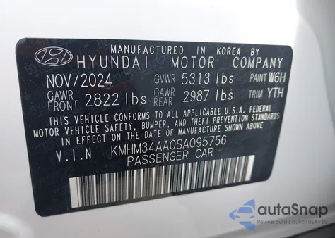2025 Hyundai Ioniq 6 Sel z USA, uszkodzony, nr VIN KMHM34AA0SA095756